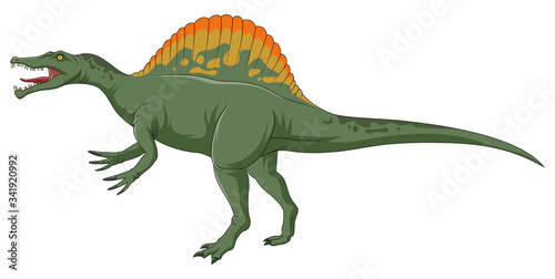 Spinosaurus big dangerous dinosaur. Cartoon character illustration © ajibon