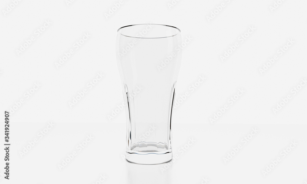 Empty glass on white background with reflection . It clear and purity . 3D Rendering. Empty glass on white background with reflection . It clear and purity . 3D Rendering.