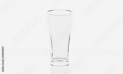 Empty glass on white background with  reflection . It clear and purity .  3D Rendering.