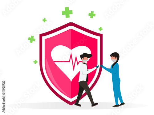 Vector icon of the immune system. immune system. Protection of health bacterial viruses. Prevention of human germs medically.