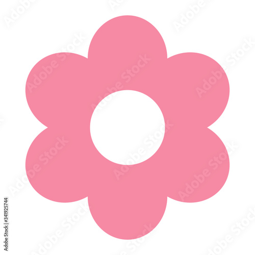 Vector high quality icon illustration of a pink flat style modern flower with six petals isolated on white background