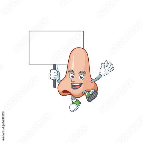 Sweet nose cartoon character rise up a board