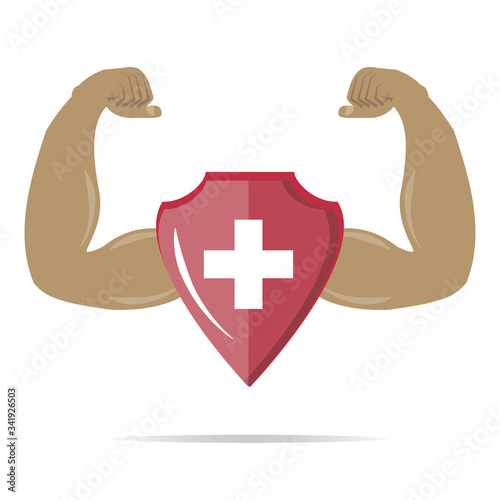 Vector icon of the immune system. immune system. Protection of health bacterial viruses. Prevention of human germs medically.