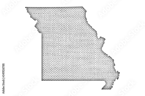 Karte von Missouri auf altem Leinen