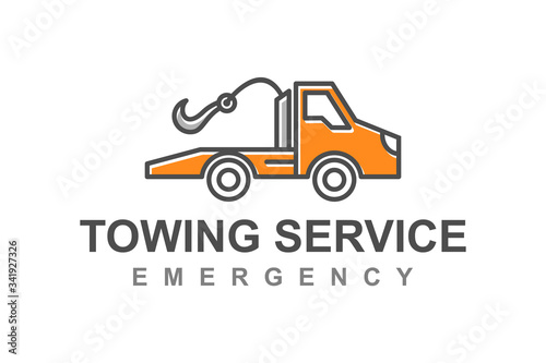 Tow truck service, transportation design logo.
