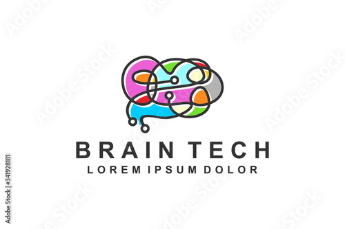 Smart Brain technology digital AI artificial intellegence logo design 