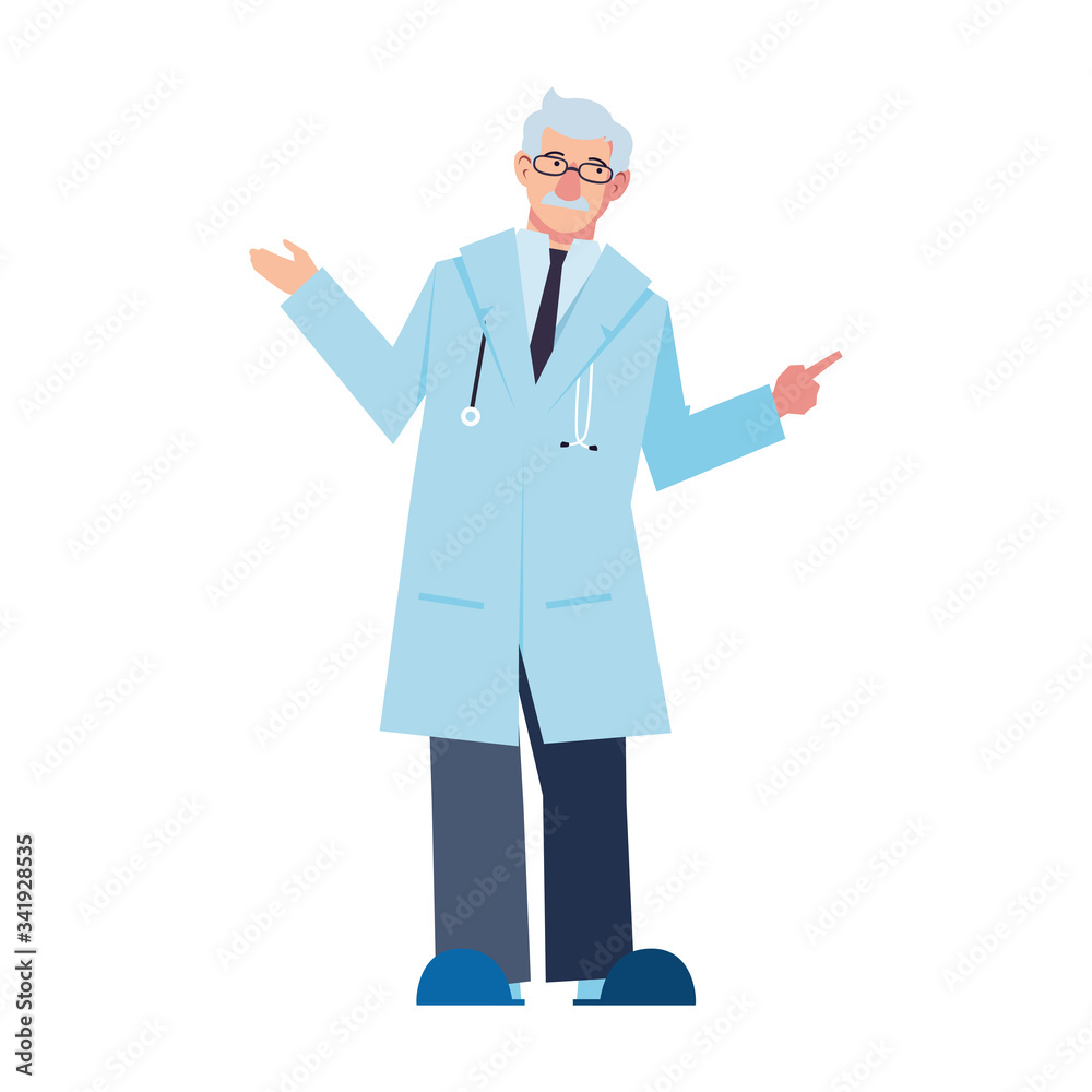 man doctor standing, medical staff on white background man doctor standing, medical staff on white background