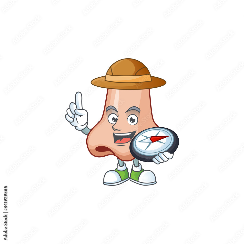 World explorer nose cartoon design style using compass World explorer nose cartoon design style using compass