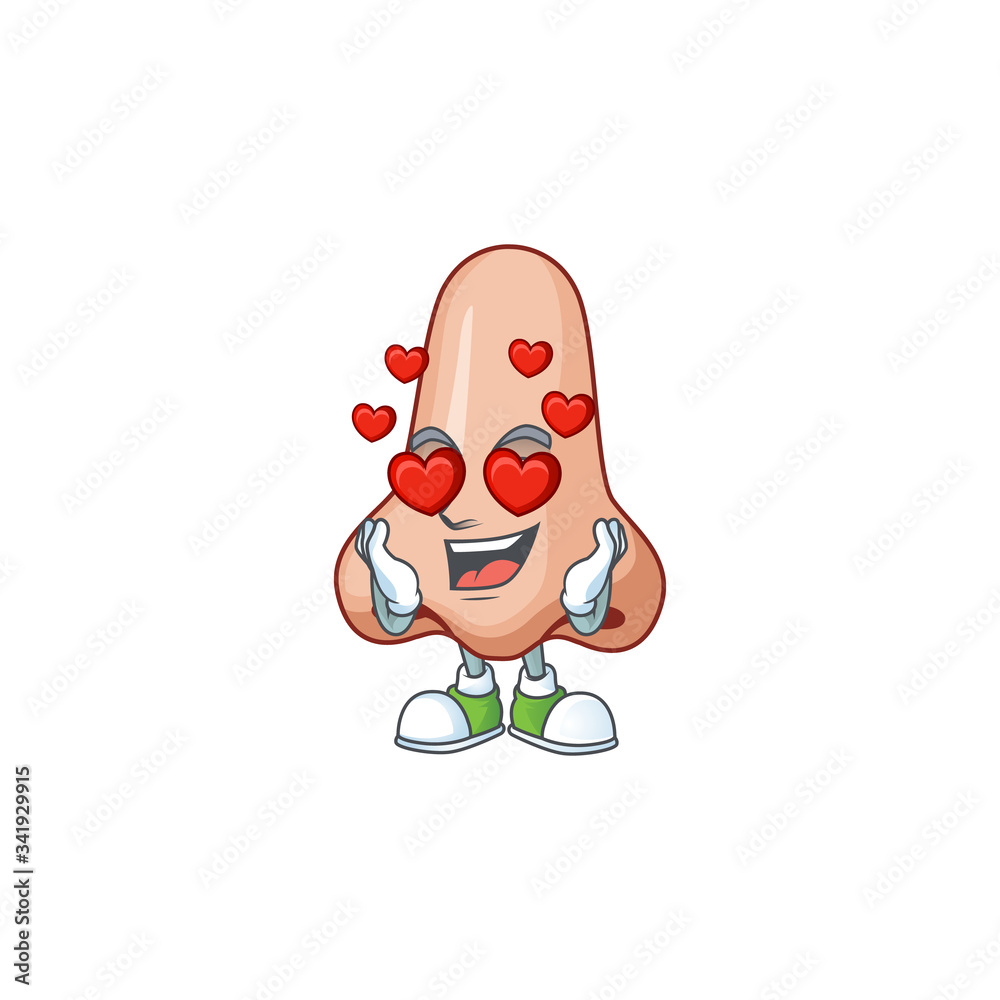 Obraz premium Charming nose cartoon character with a falling in love face