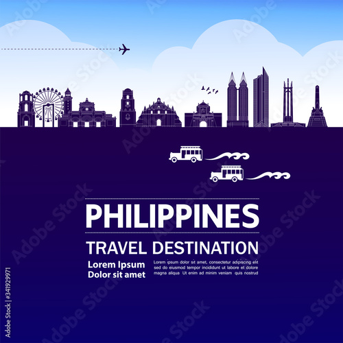 Philippines travel destination grand vector illustration. 