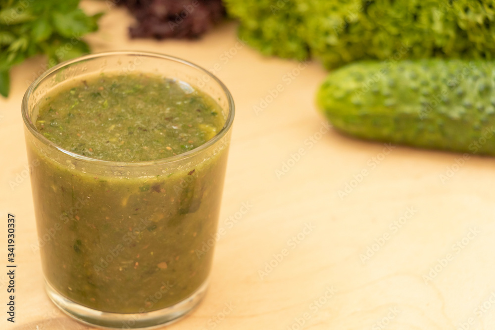Green healthy smoothie. Salad in a glass. Watch your diet. Vegetarian preferences. Yummy. Green healthy smoothie. Salad in a glass. Watch your diet. Vegetarian preferences. Yummy.
