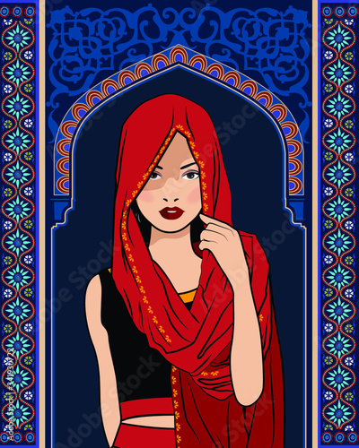 Vector illustration of Indian woman.