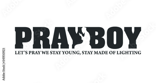 Prayboy. Pray we Stay Young, Stay Made of Lighting. Muslim Prayer Icon. Vector Illustration. 