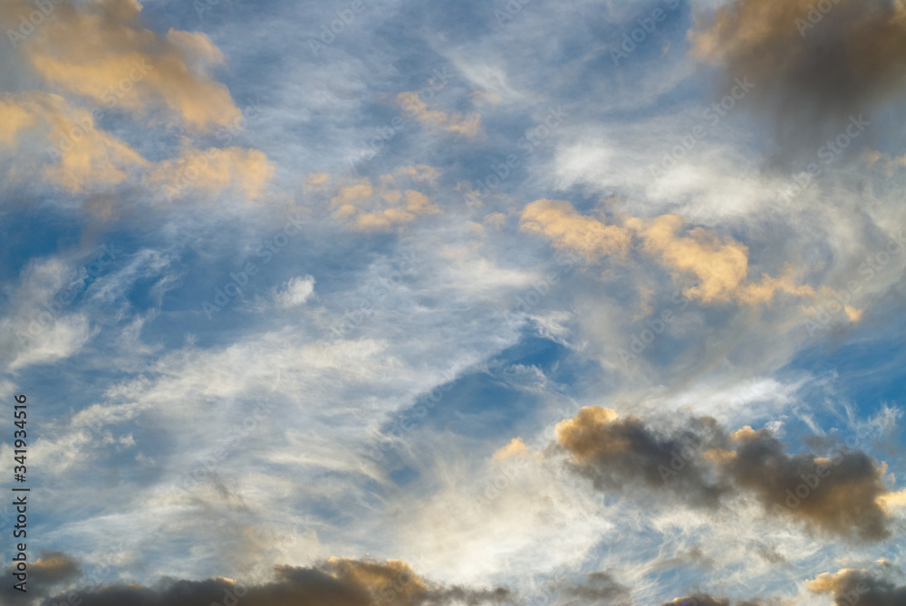 Fototapeta premium Spectacular evening sky with different clouds.