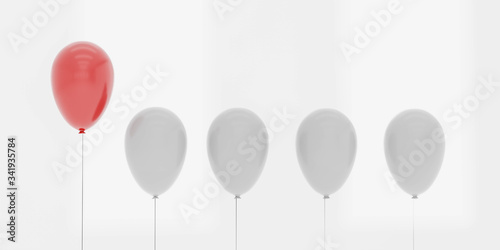 red and white balloons selection concept leadership human ressources business 3d render illustration