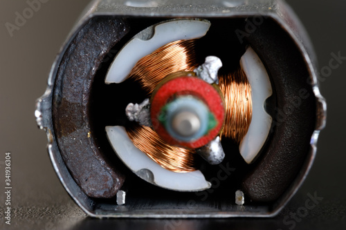 Motor Rotor inside which was disassembled from toy macro view