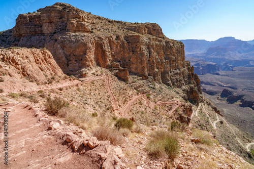 hiking the south kaibab trail in grand canyon national park, arizona, usa