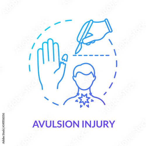 Avulsion injury, finger deprivation concept icon