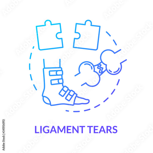 Ligament tears, foot tendon rupture concept icon
