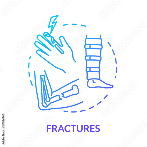 Fracture, bone fragility concept icon