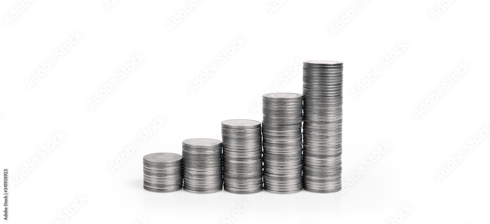 Graph stock market. Pile of Coins on stacks. investment saving concept Graph stock market. Pile of Coins on stacks. investment saving concept