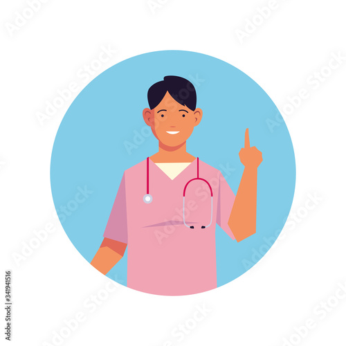 man doctor, medical staff on white background