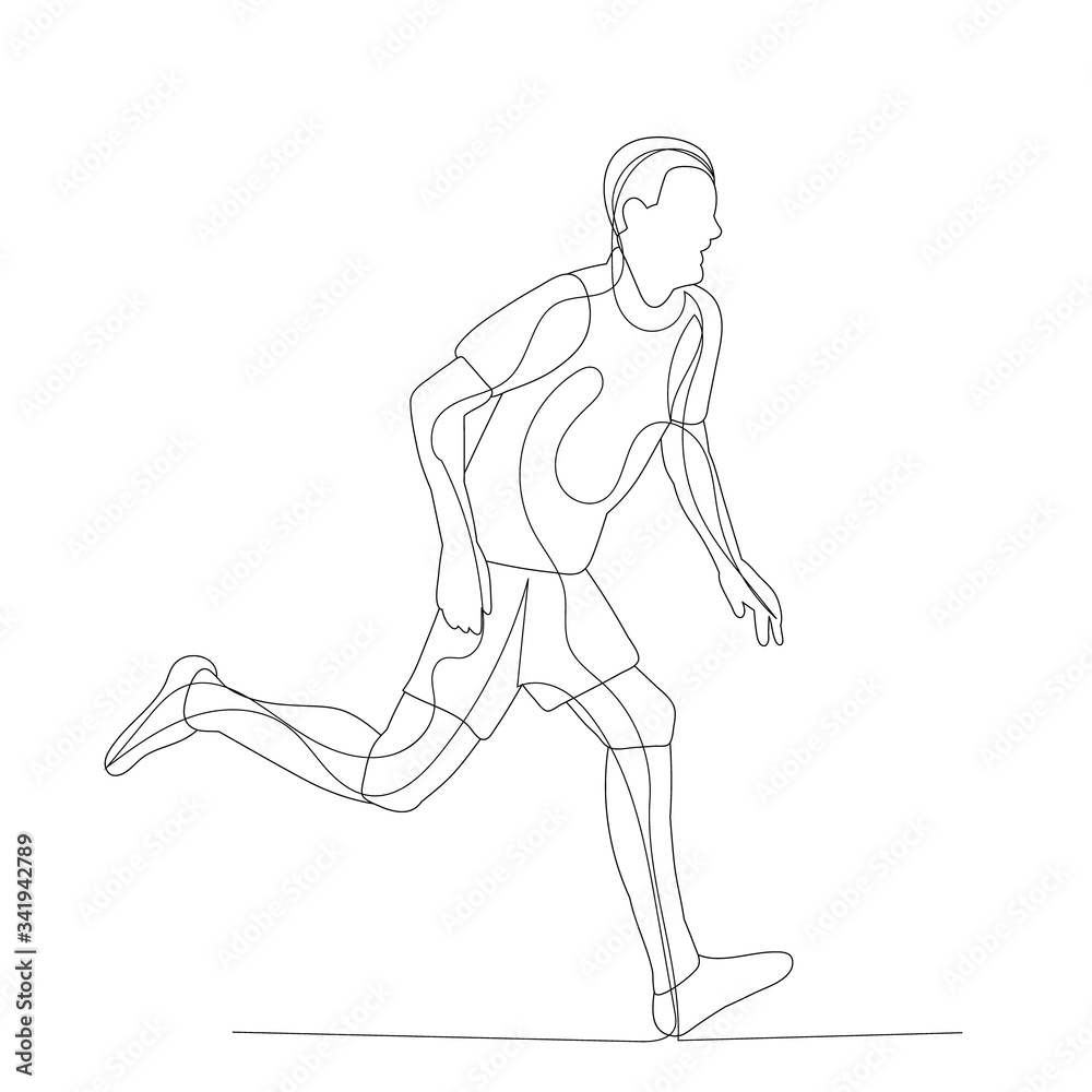 vector, on a white background, sketch with line of a running man vector, on a white background, sketch with line of a running man