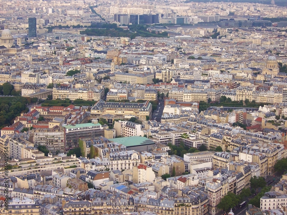 Panorama of Paris from a bird's eye, France