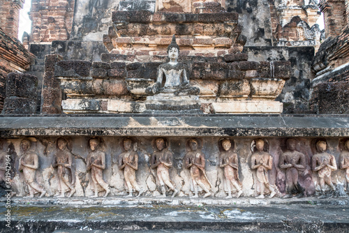 Buddha statue in Sukhothai Historical Park in Sukhothai Province Thailand.