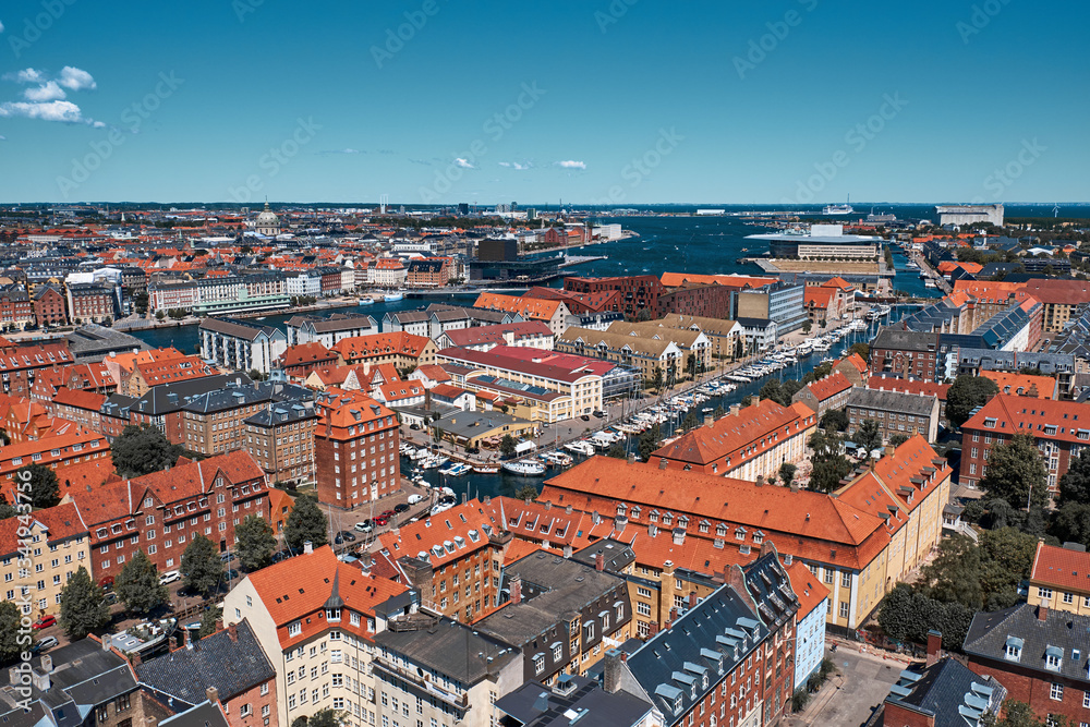 Top view on Copenhagen. City landscape.