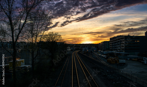 landscape sunset railway tracks