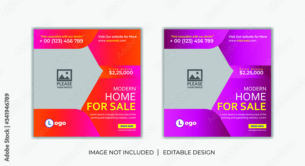 Set of Social Media banner Post design for Real estate social media post templates. real estate square editable banner template. Minimalist design. Set of Social Media banner Post design for Real estate social media post templates. real estate square editable banner template. Minimalist design.