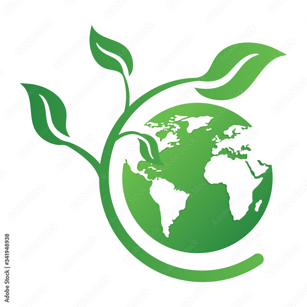 Ecology concept icon with earth and leaves. Recycle logo. Vector illustration for any design. Ecology concept icon with earth and leaves. Recycle logo. Vector illustration for any design.