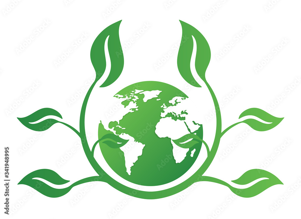 Ecology concept icon with earth and leaves. Recycle logo. Vector illustration for any design. Ecology concept icon with earth and leaves. Recycle logo. Vector illustration for any design.