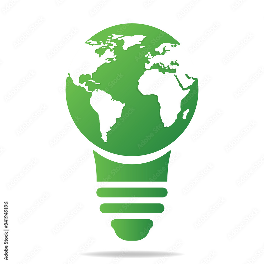 Ecology concept with light bulb and earth. Save energy icon sign symbol. Recycle logo. Vector illustration for any design. Ecology concept with light bulb and earth. Save energy icon sign symbol. Recycle logo. Vector illustration for any design.