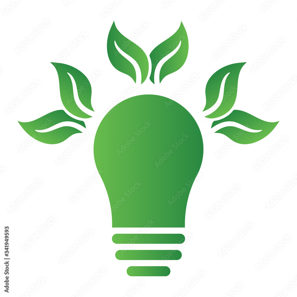 Ecology concept with light bulb and leaves. Save energy icon sign symbol. Recycle logo. Vector illustration for any design. Ecology concept with light bulb and leaves. Save energy icon sign symbol. Recycle logo. Vector illustration for any design.