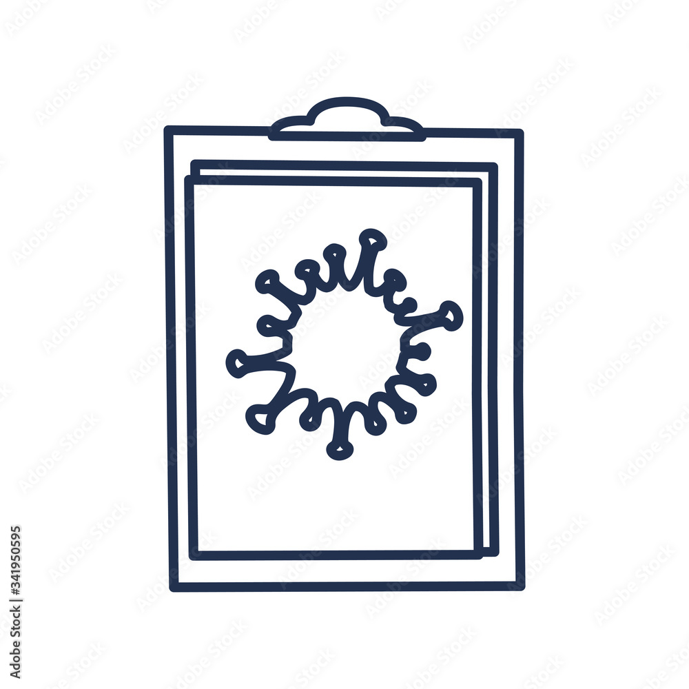clipboard with coronavirus, line style icon