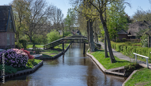 Giethoorn Overijssel Netherlands. During Corona lock-down. Empty streets, paths, bridges and canals. 