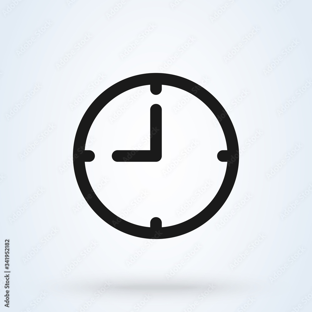 Clock icon in trendy flat style isolated on background. Clock logo, vector illustration Clock icon in trendy flat style isolated on background. Clock logo, vector illustration
