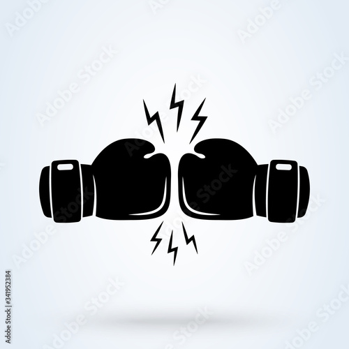 fighting Boxing gloves icon, two gloves modern flat design style. Vector illustration