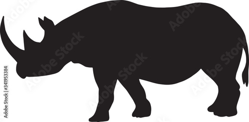 Rhino vector icon. Black silhouette of animal  © tcheres