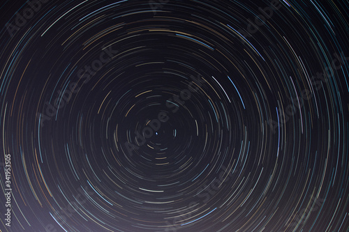 Star Trails spiral in the night sky, astrology.