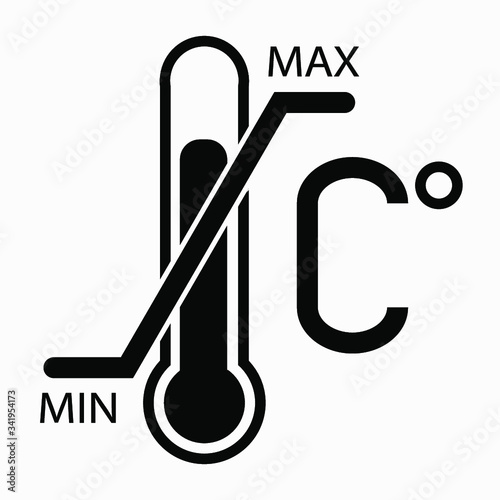 The icon of the thermometer with divisions "min" and "max". Vector icon.