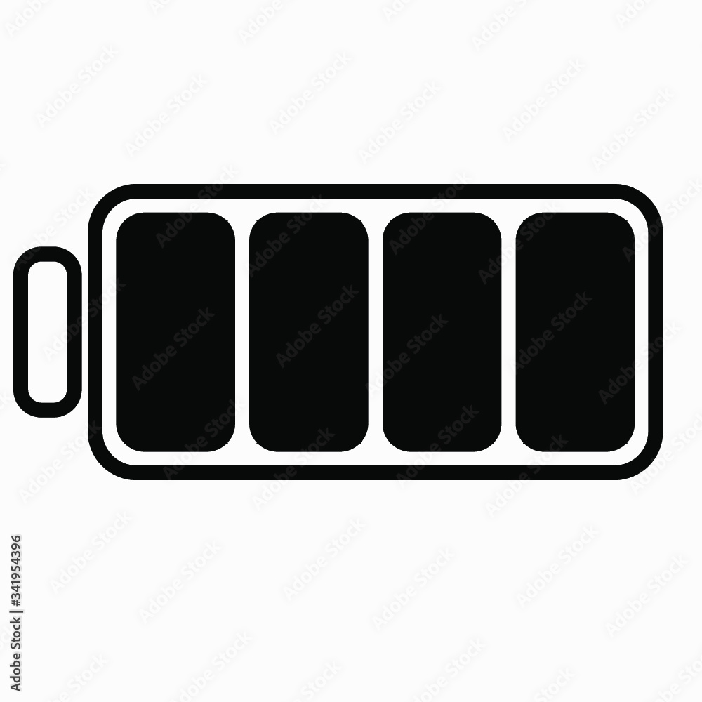 Battery icon with full charge. Vector icon. Battery icon with full charge. Vector icon.