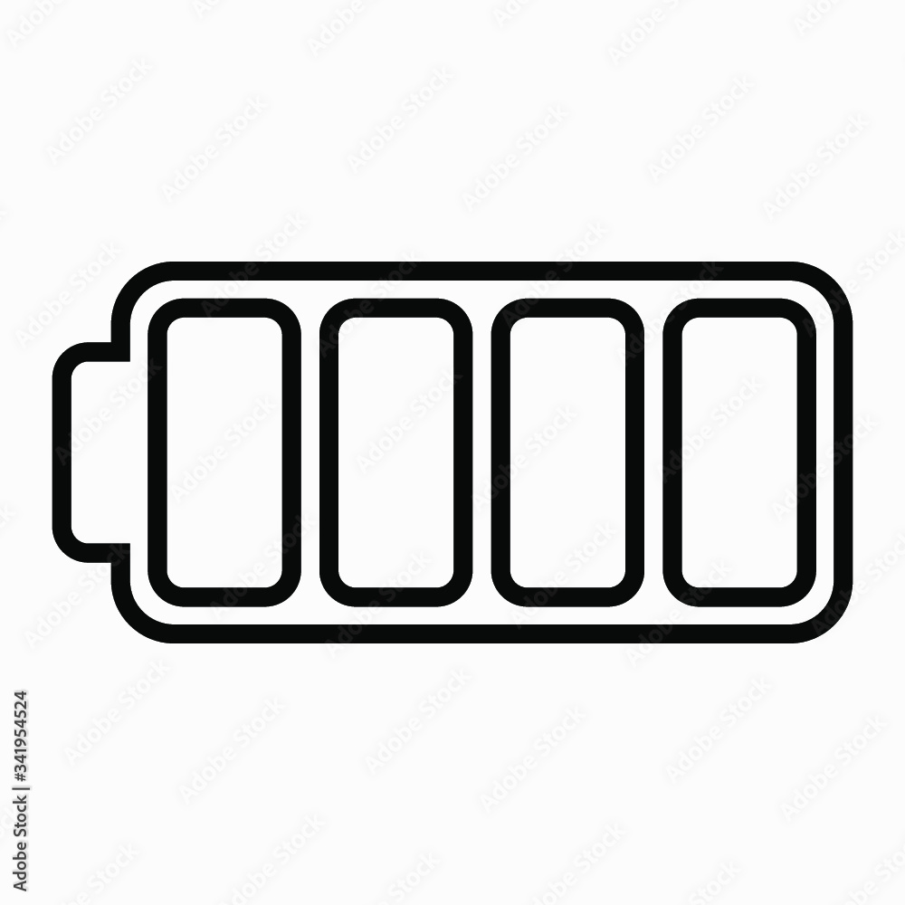 Black and white Full battery icon. Vector icon. Black and white Full battery icon. Vector icon.