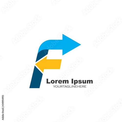 f letter arrow icon logo vector
