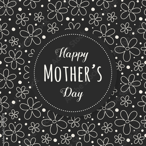 Happy Mother’s Day - card with cute flowers and greetings. Vector