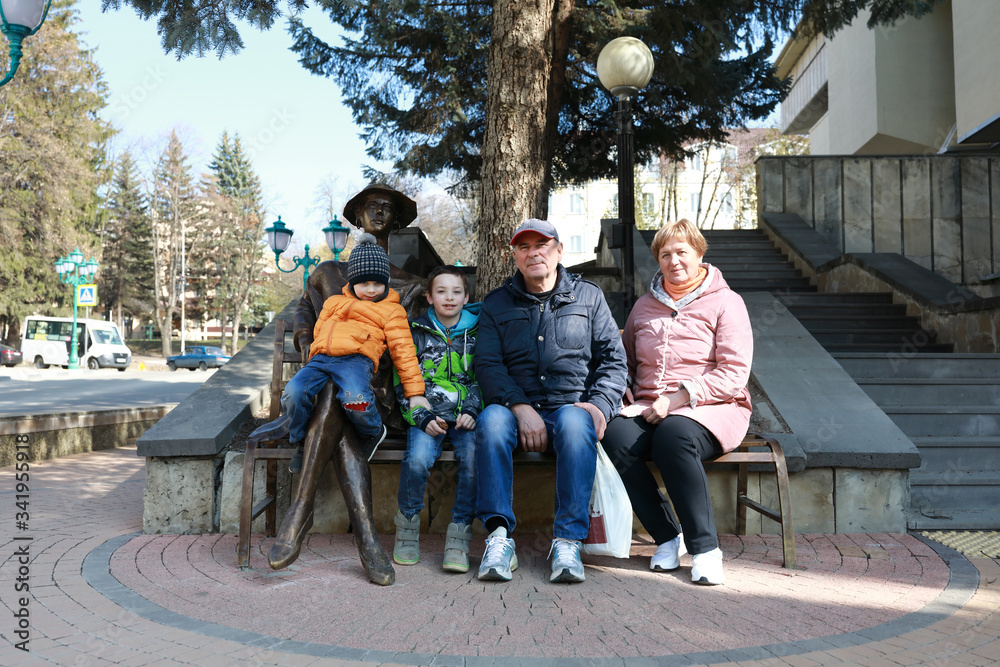 Family on bench in Kislovodsk