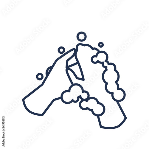washing hands with water and soap, line style icon