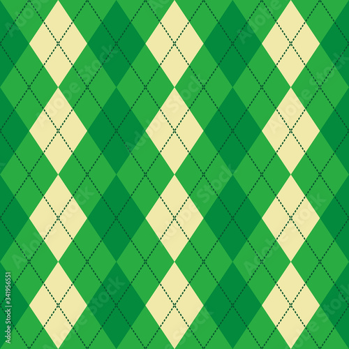 green and beige argyle seamless vector pattern